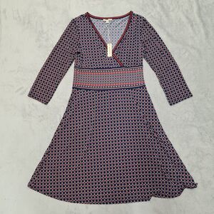 Max Studio Fit & Flare Dress Womens SMALL 3/4 Sleeve Geometric Print Casual